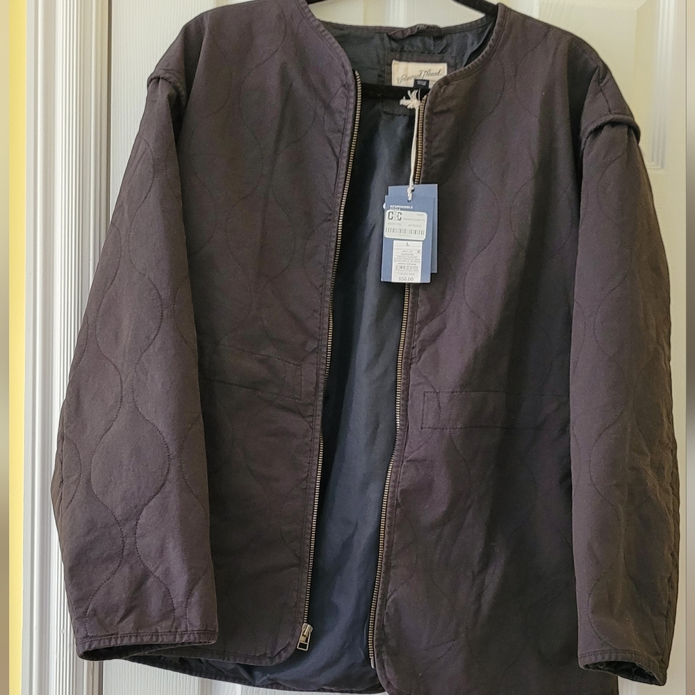 NWT Women's Corduory Jacket.  Color Blacķ/Charcol Gray. Size L.